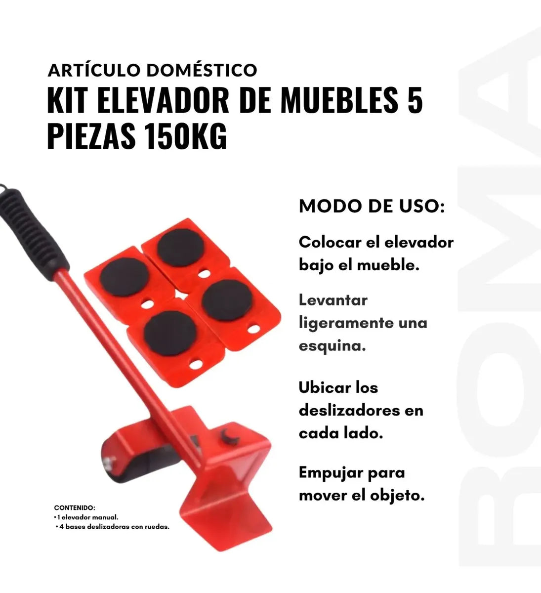 KIT ELEVADOR DE MUEBLES DE 5 PIEZAS